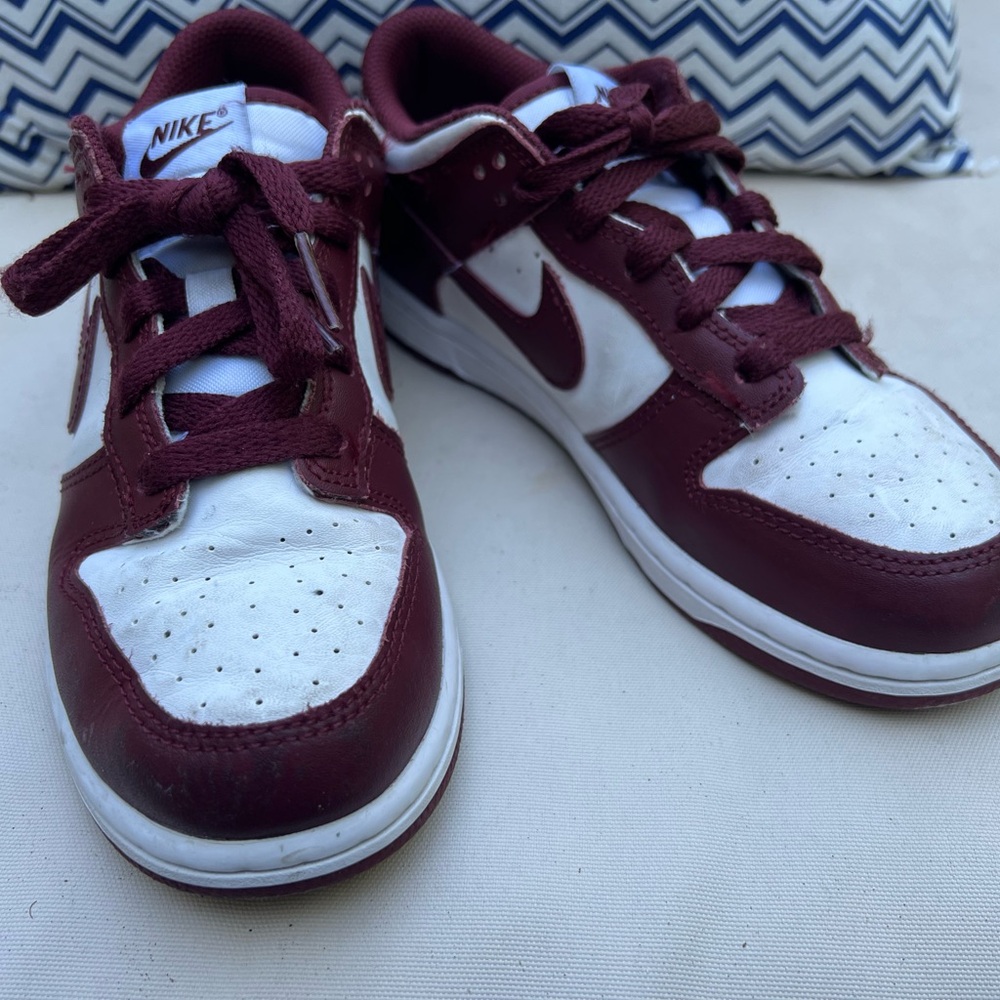 Nike Kids Burgundy and White Sneakers Dunks